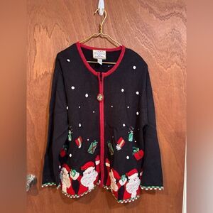 Heirloom Collectibles Black Christmas Cardigan Size 1X